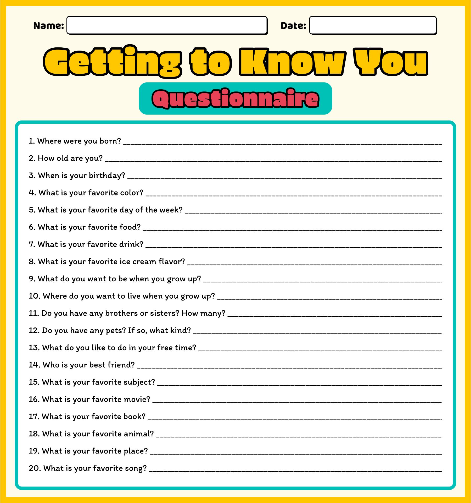 4 Best Images Of Printable Getting To Know You Worksheets Getting To 