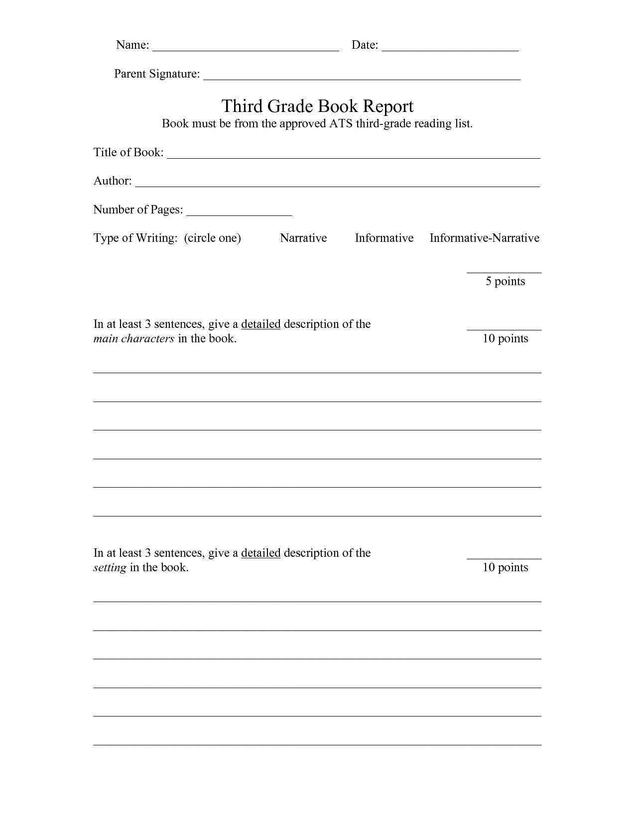 3rd Grade Book Report Template Pdf Frudgereport954 web fc2