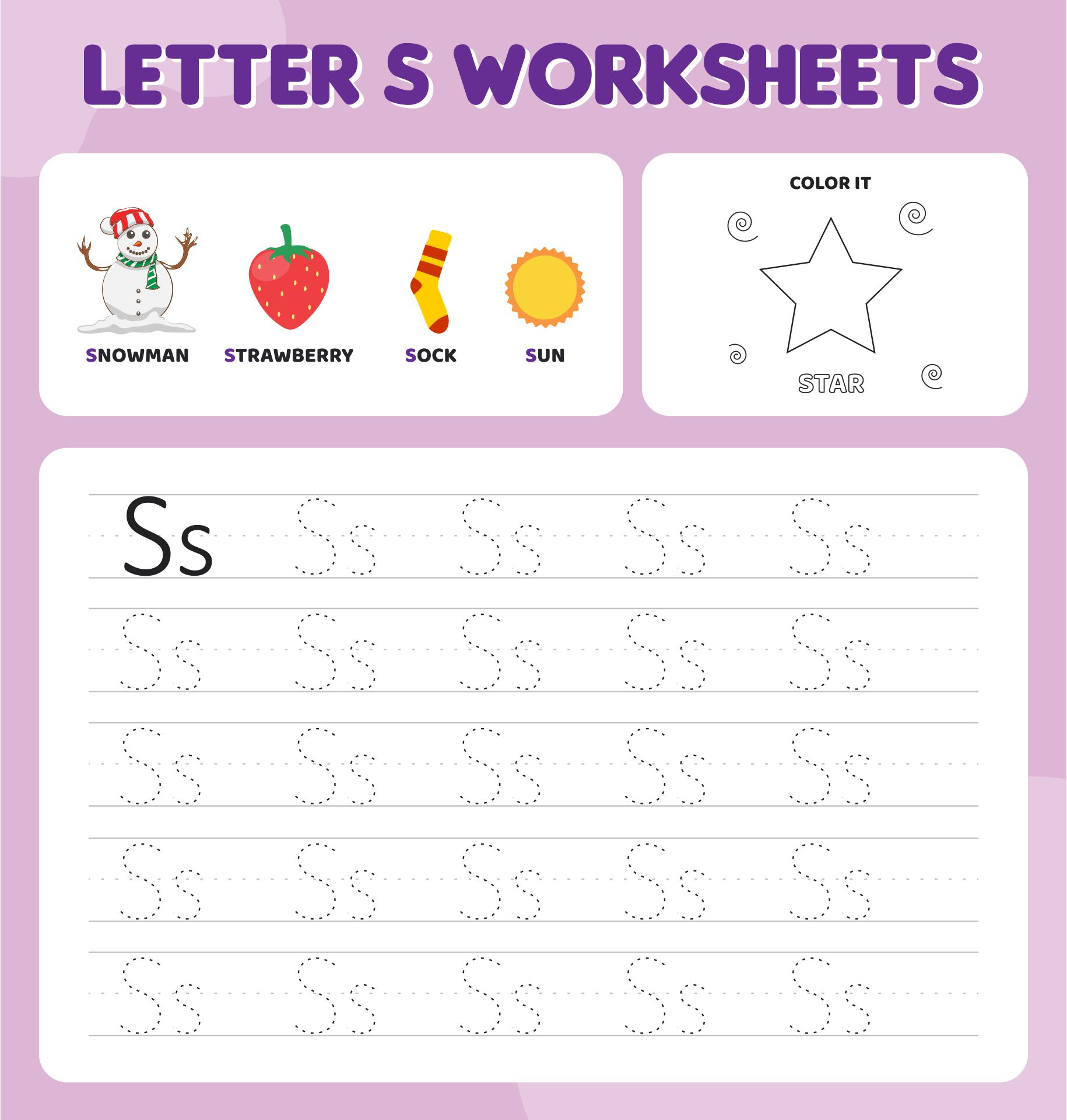 6 Best Images Of Printable Letter S Activities Things That Start With S Coloring Page 