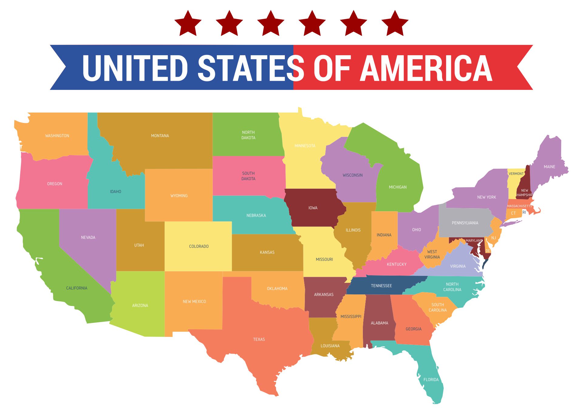 USA Map with Color