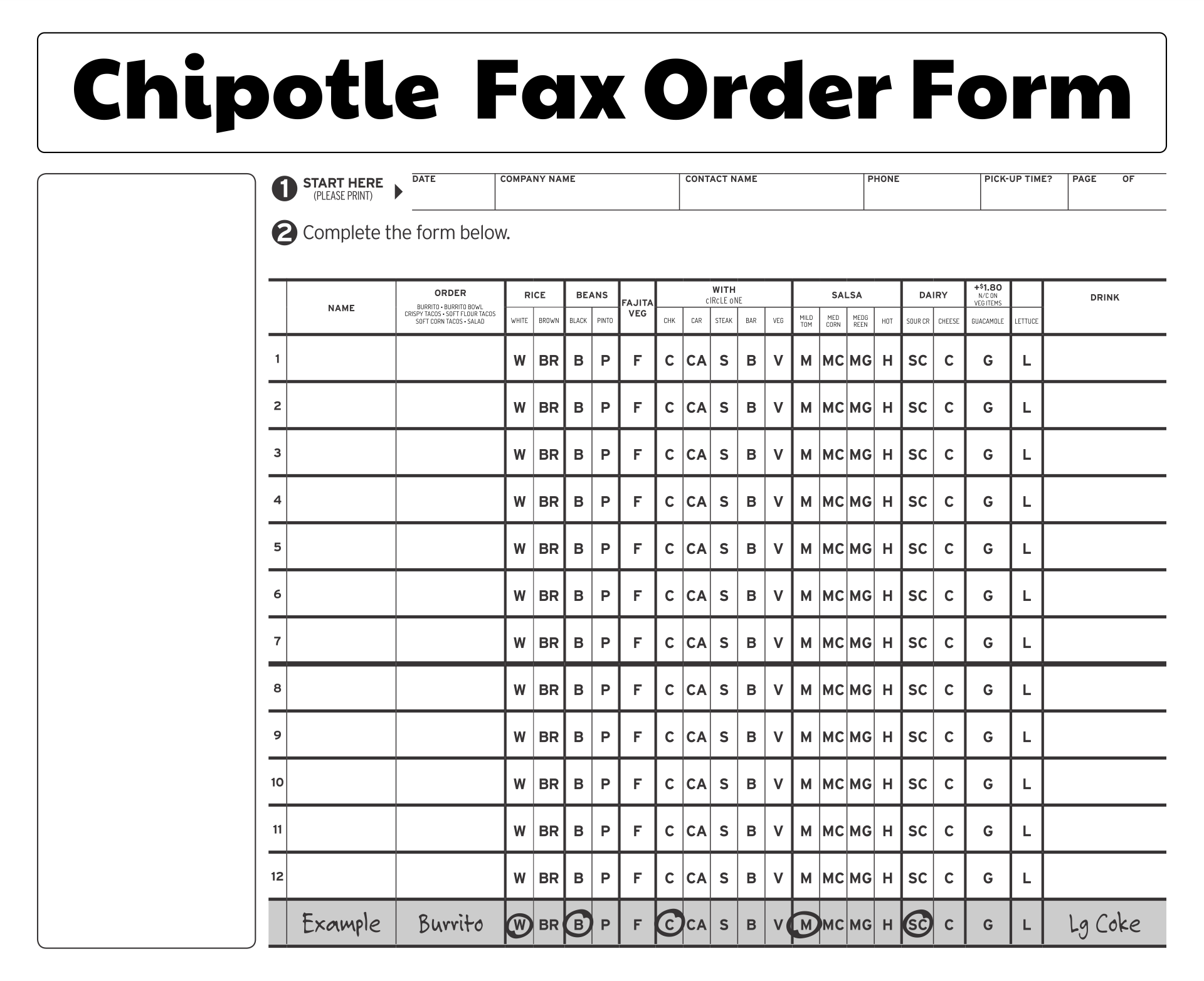 5 Best Images Of Printable Chipotle Menu Chipotle Fax Order Form 