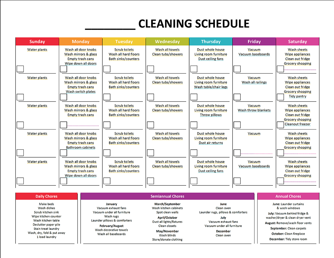 5 Best Images Of Daily House Cleaning Schedule Printable Weekly House 