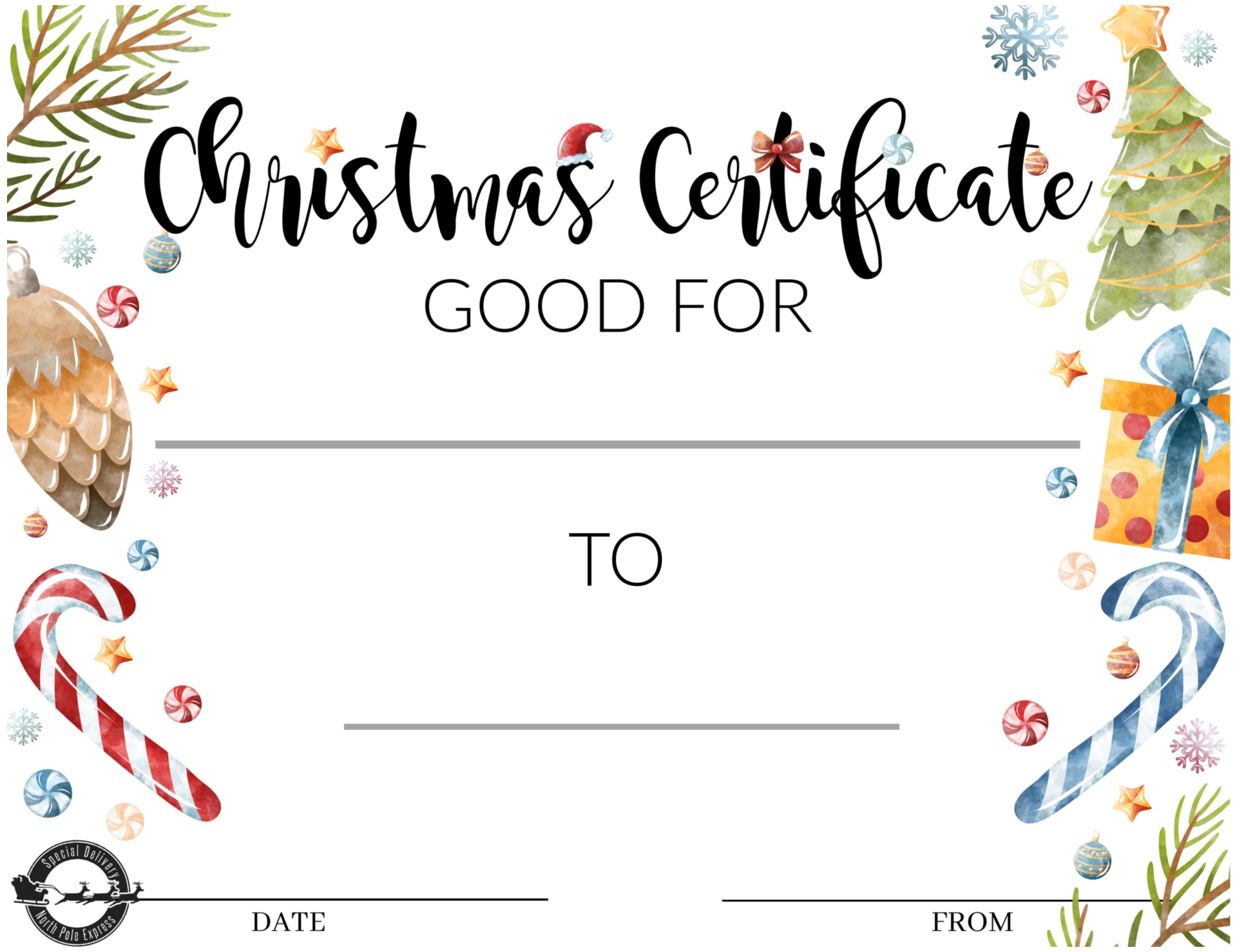 Free Editable Christmas Gift Certificate Template - FREE PRINTABLE