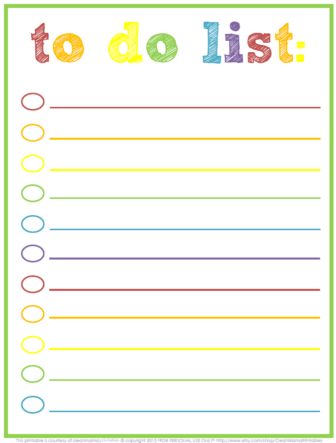 Free To Do List Template To Print