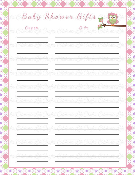 8 Best Images Of Printable Baby Shower Gift Log Baby Shower Gift List 