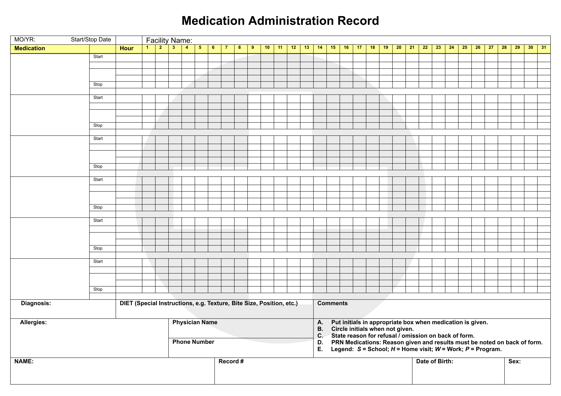 Free Printable Medication Administration Record Template Printable