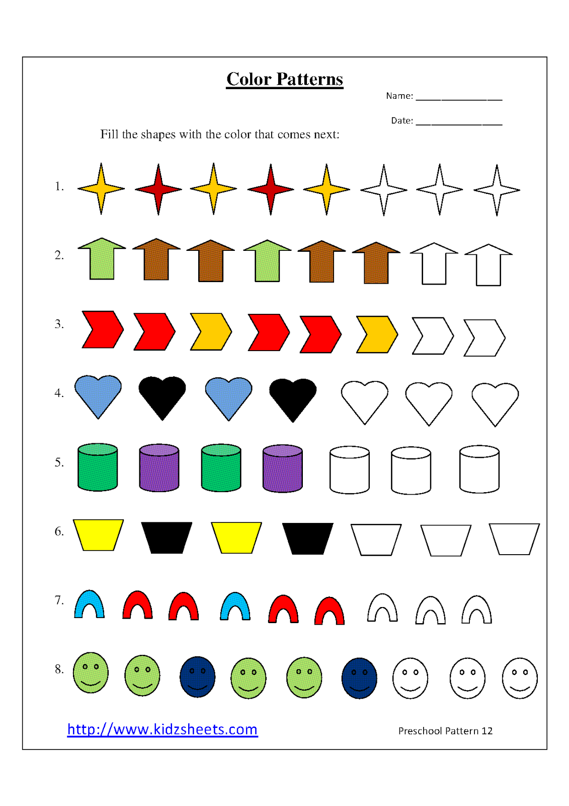 8 Best Images Of Kindergarten Printable Patterns Free Pattern 