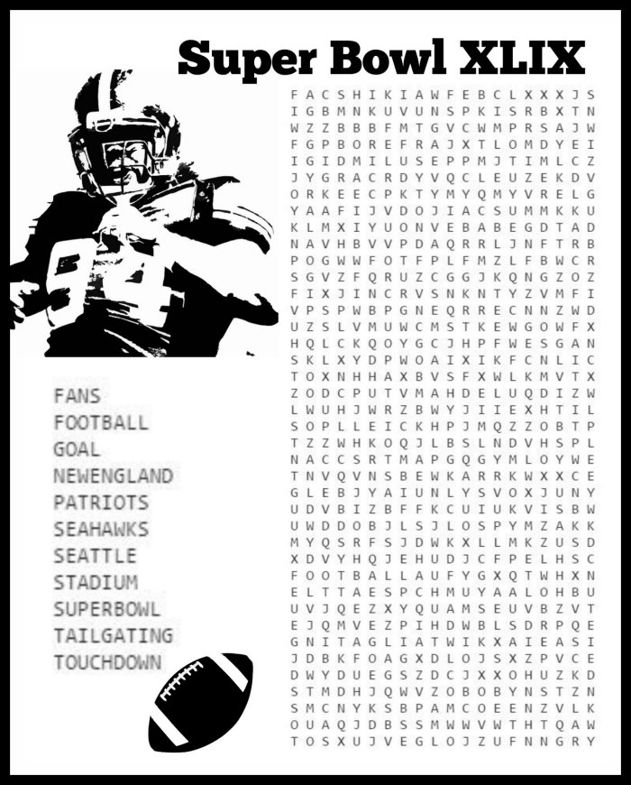 Superbowl Word Search Printable