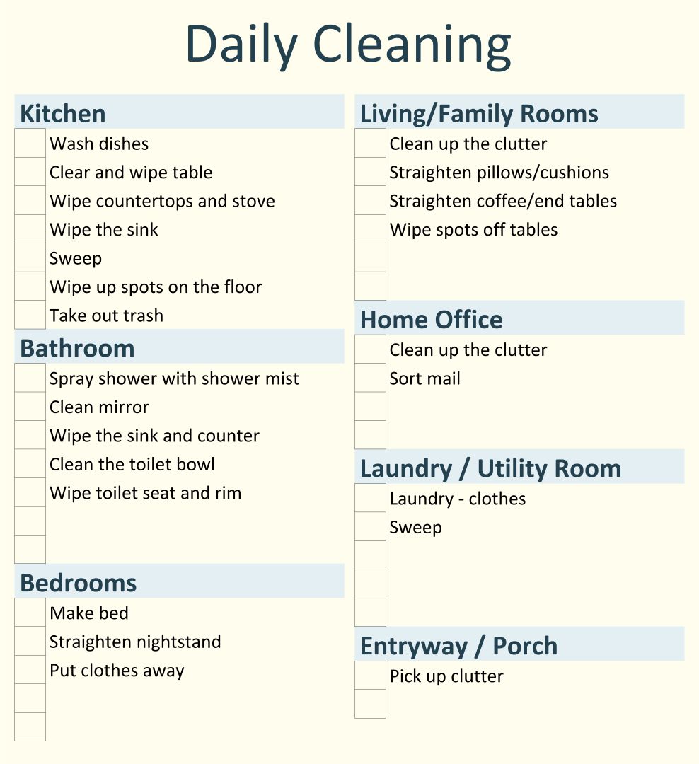 8 Best Images Of Daily Cleaning Checklist Printable Daily House 
