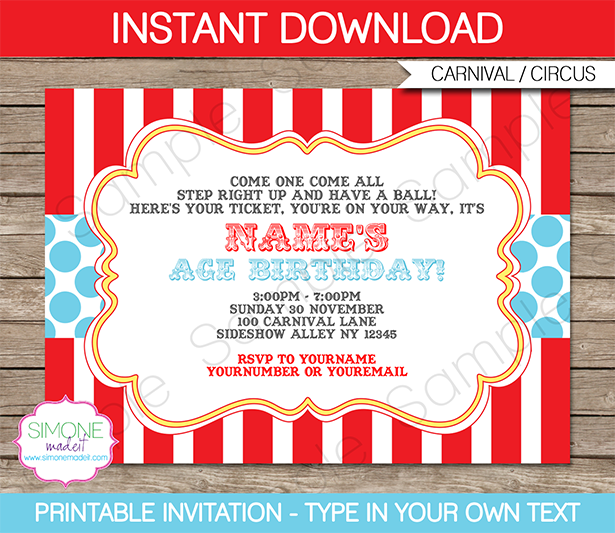 5 Best Images Of Free Printable Carnival Templates Carnival Party Invitation Templates Free 