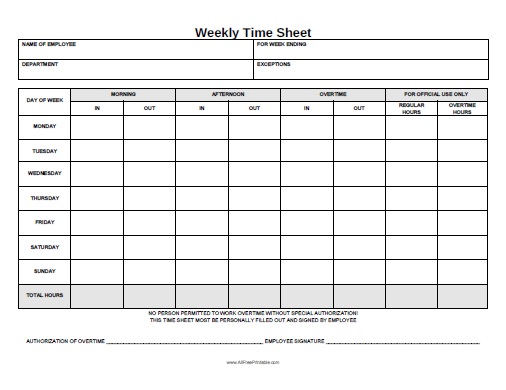 6 Best Images Of Printable Weekly Time Sheet Record Printable Time Sheet Forms Weekly Time 