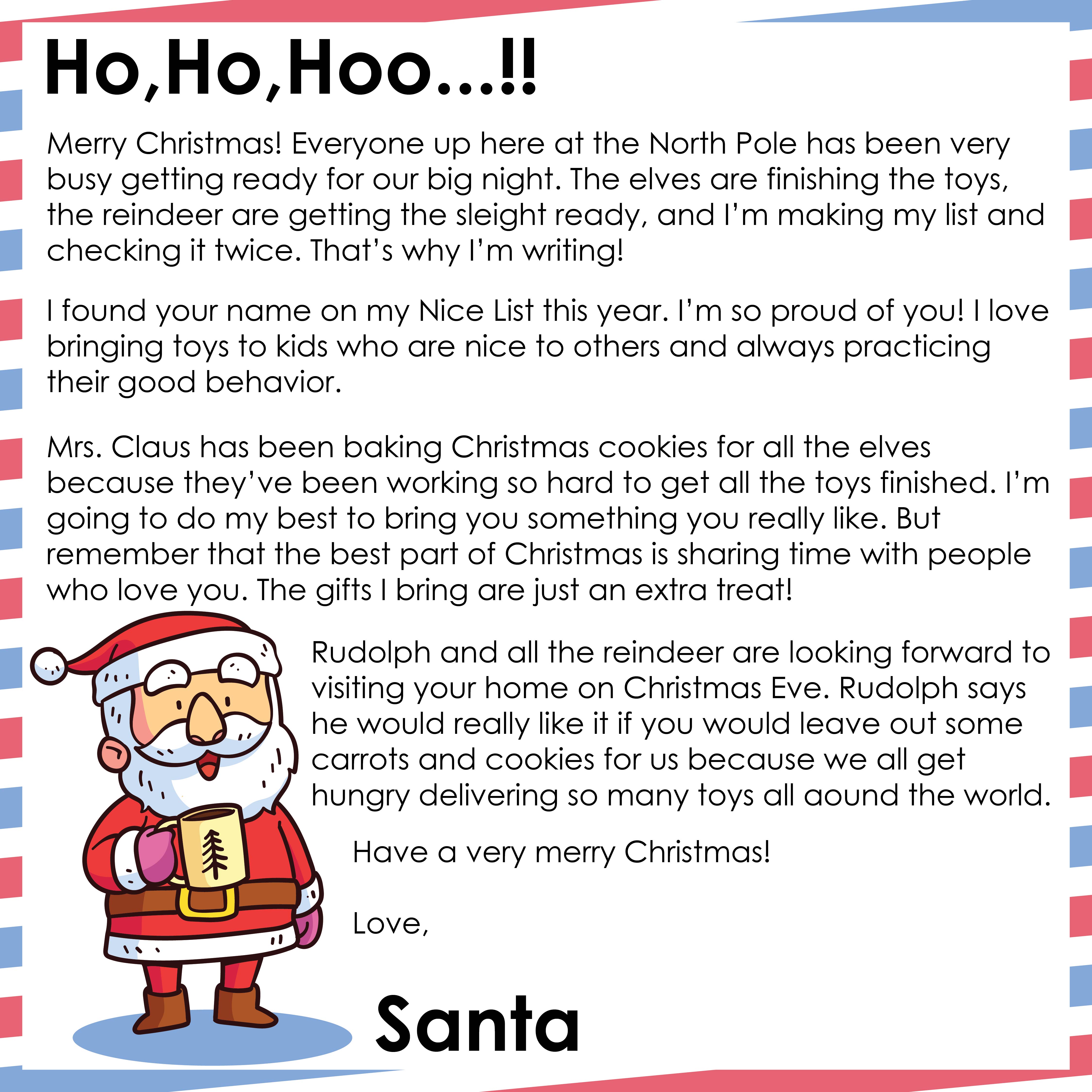 9 Best Images Of Letters From Santa Christmas Printable Father Christmas Free Printable Dear