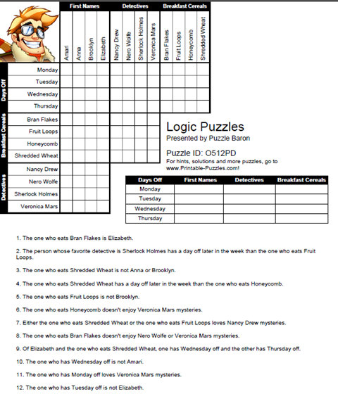 Best Images Of Printable Logic Puzzle Worksheets Printable Logic My 