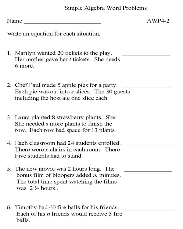 Writing Equations From Word Problems 6th Grade Tessshebaylo