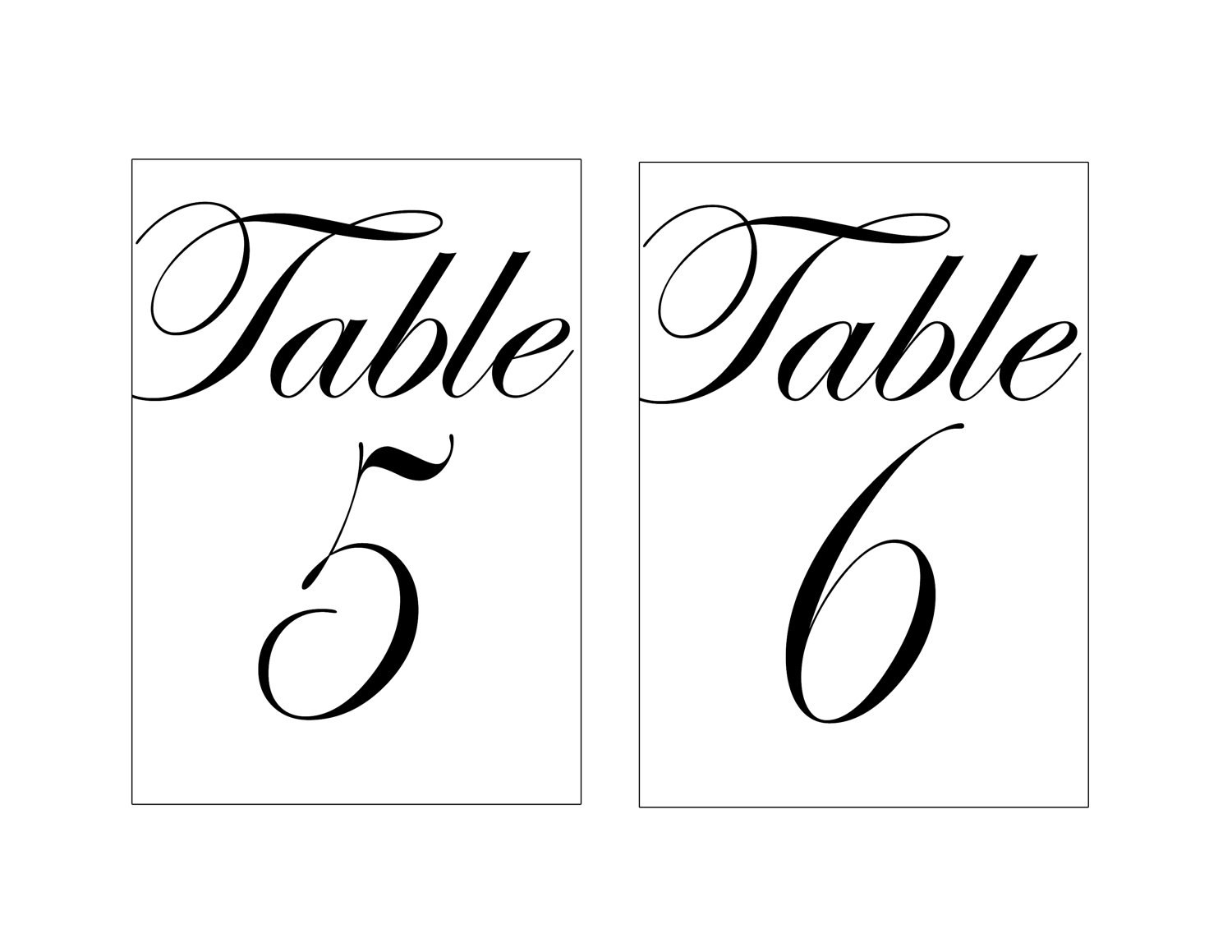 Table Number Templates Printable