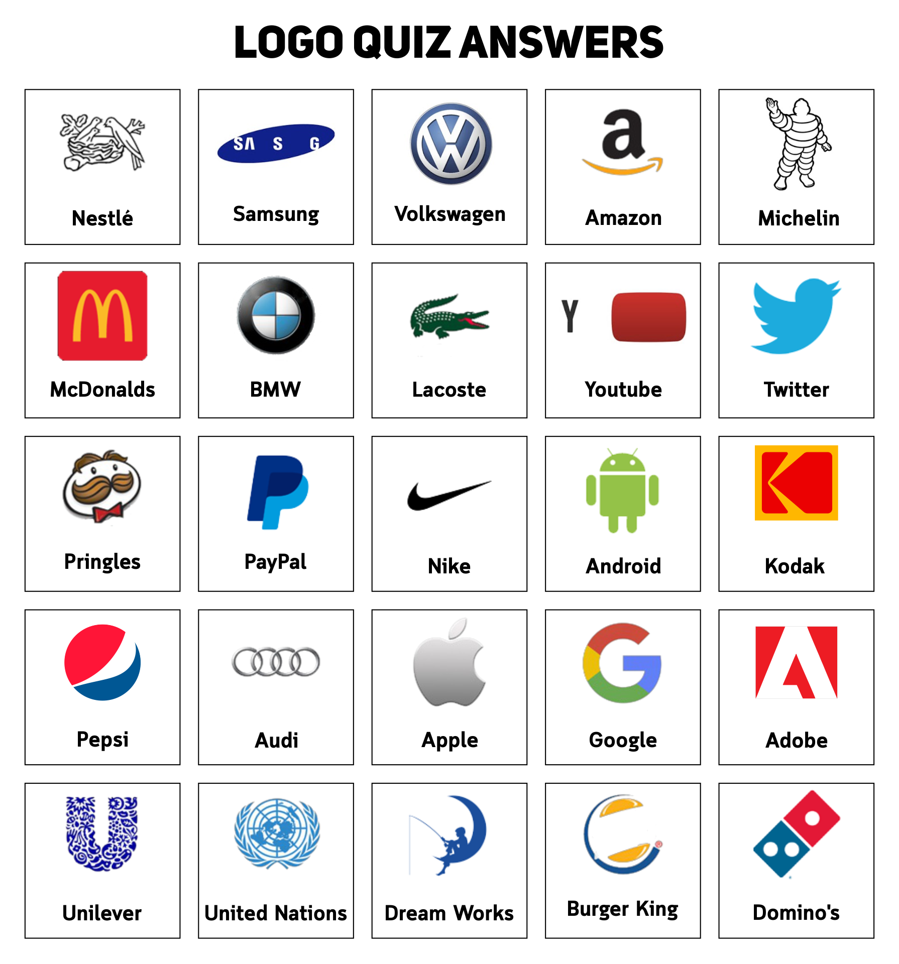 Quiz Company Logos With Name