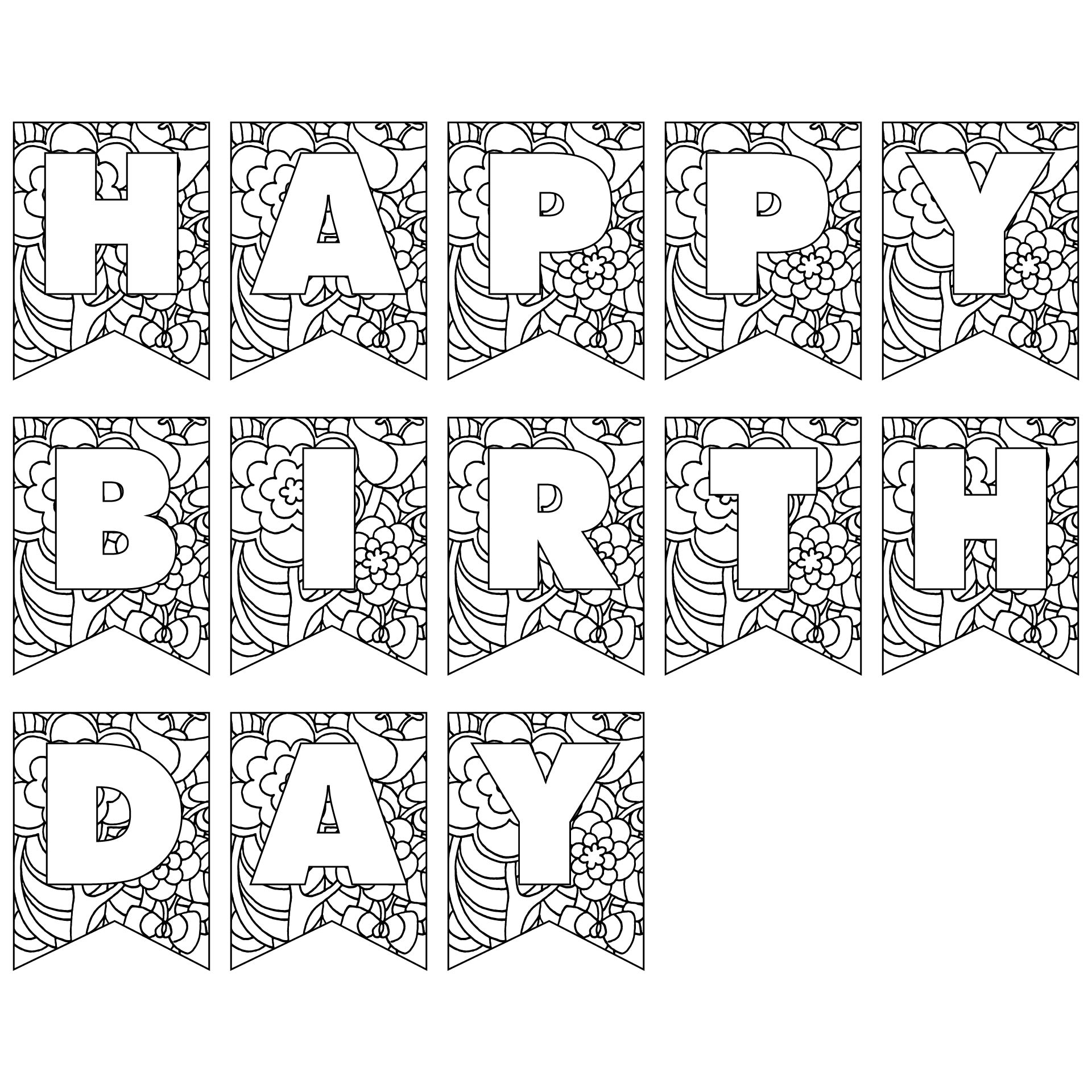 10 Best Images Of Happy Birthday Banners Printable Outline Happy 