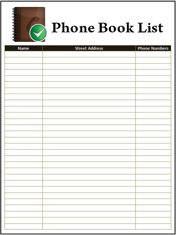 8 Best Images Of Phone Book Printable Printable Phone List Template 