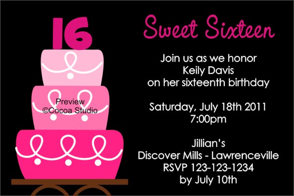 7 Best Images Of Printable Sweet 16 Birthday Invites Sweet 16 