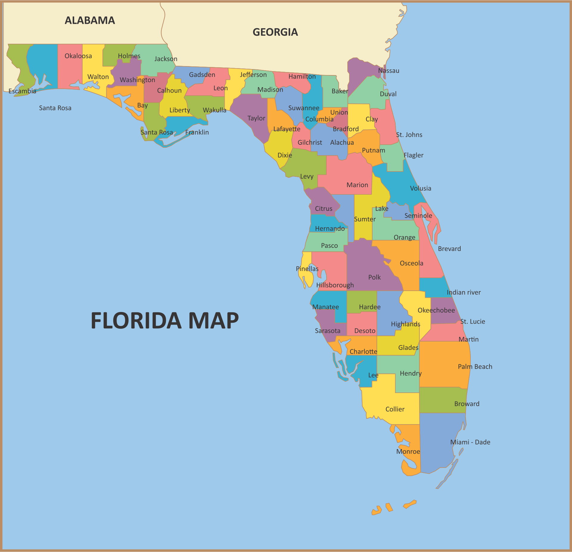Best Images Of Florida State Map Printable Printable Florida Map