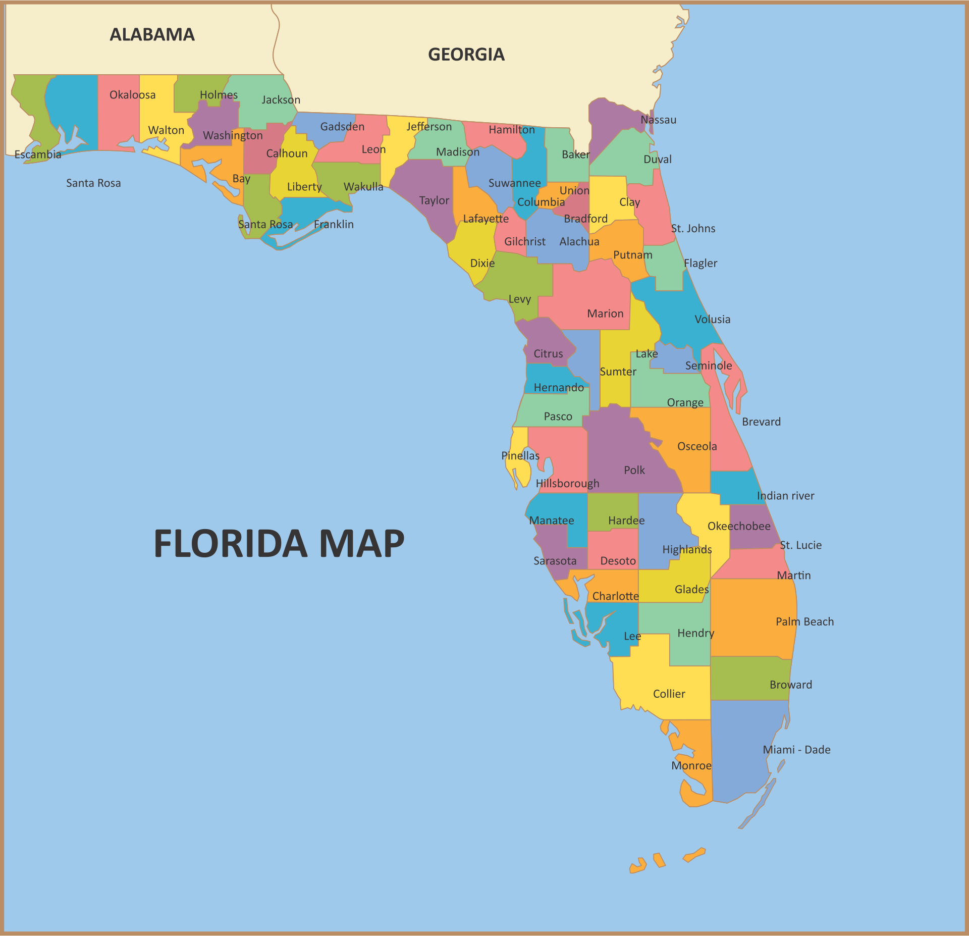 Free Printable Map Of Florida