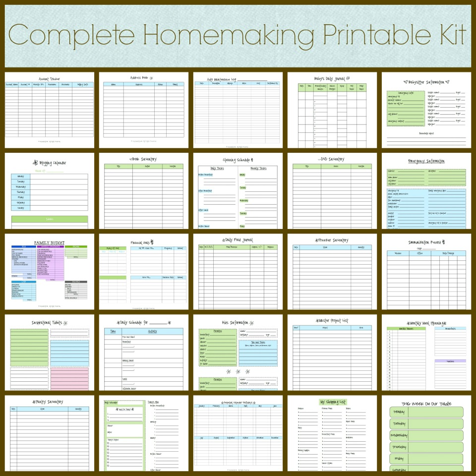 Home Management Printables Free