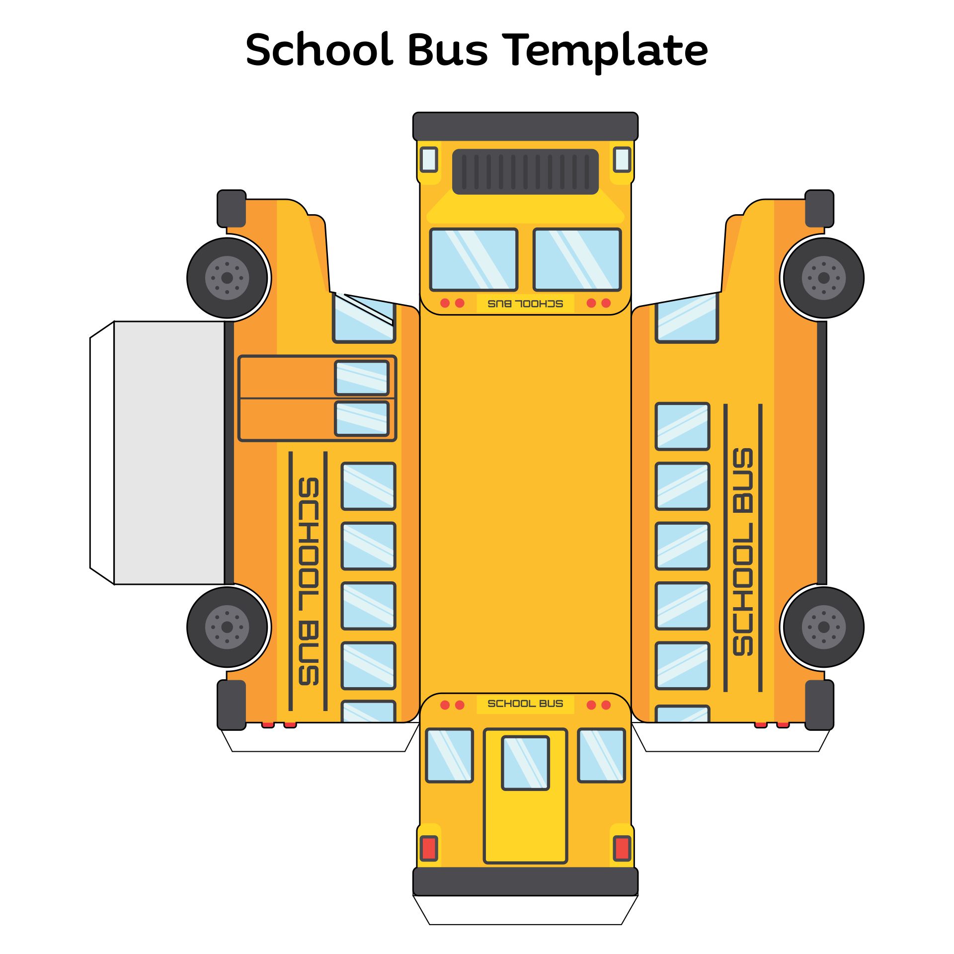 Printable 3D Paper Bus Template