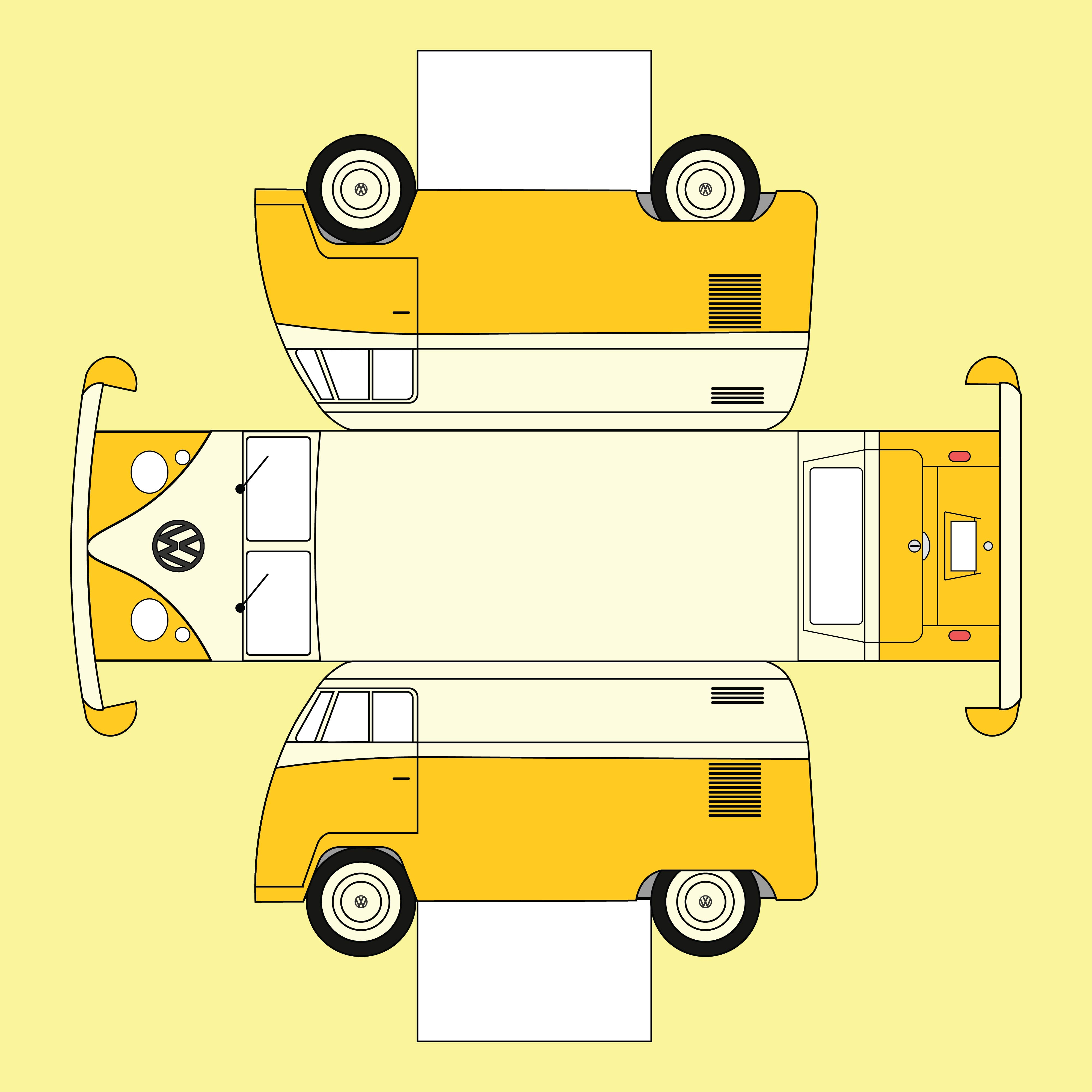 Printable 3D Paper Bus Template