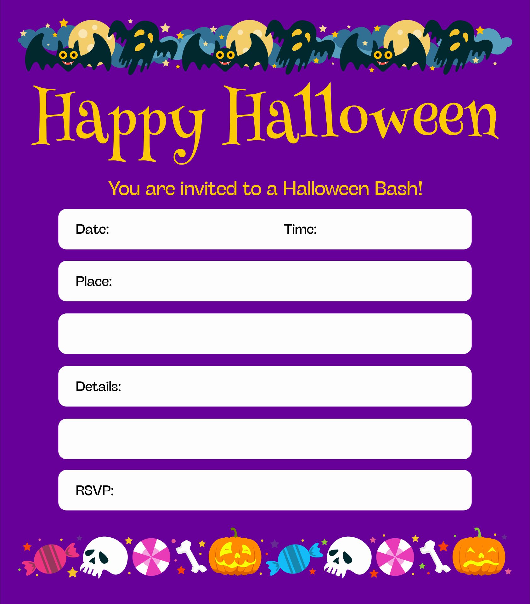 8 Best Images Of Halloween Party Printable Blank Invites Halloween Party Invitations Blank