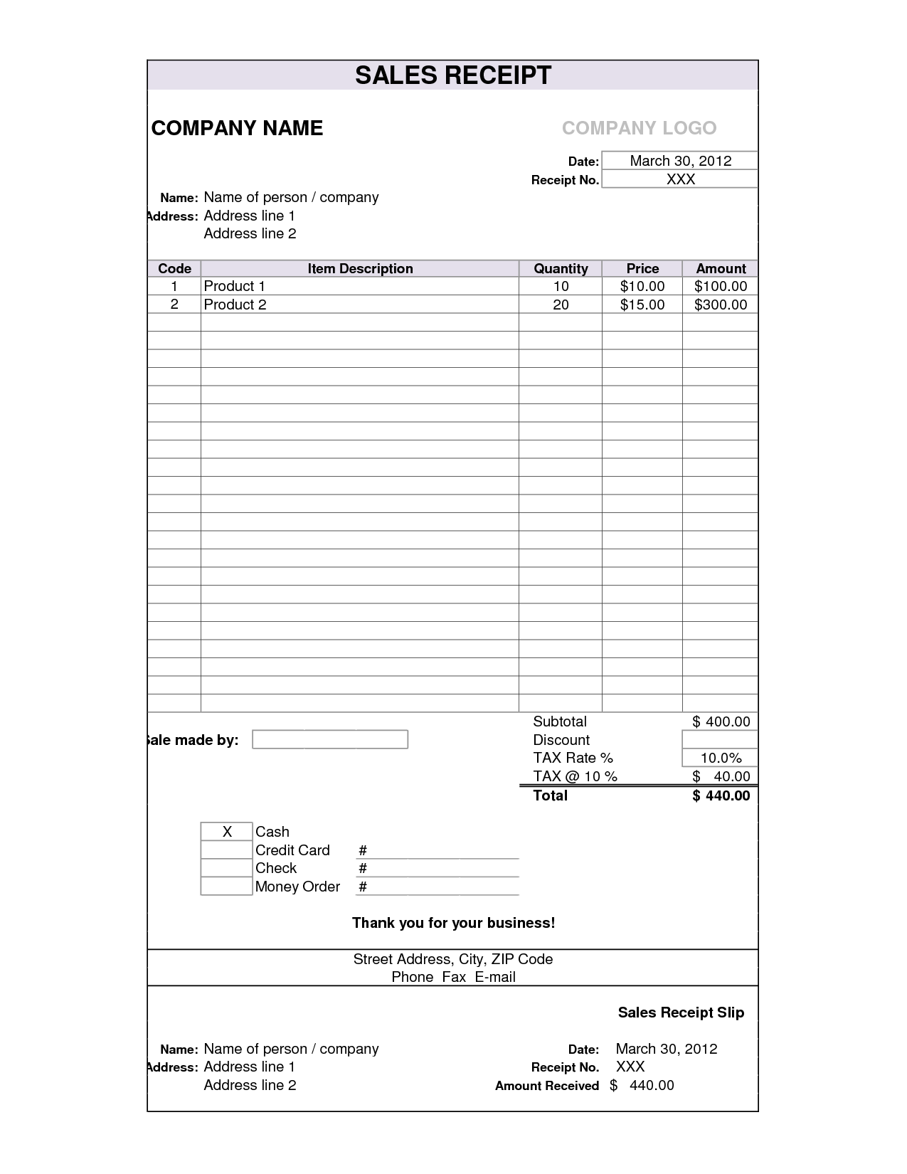 Card Connect Receipt Template Awesome Printable Receipt Templates