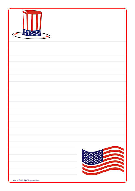 American Flag Writing Paper Printable