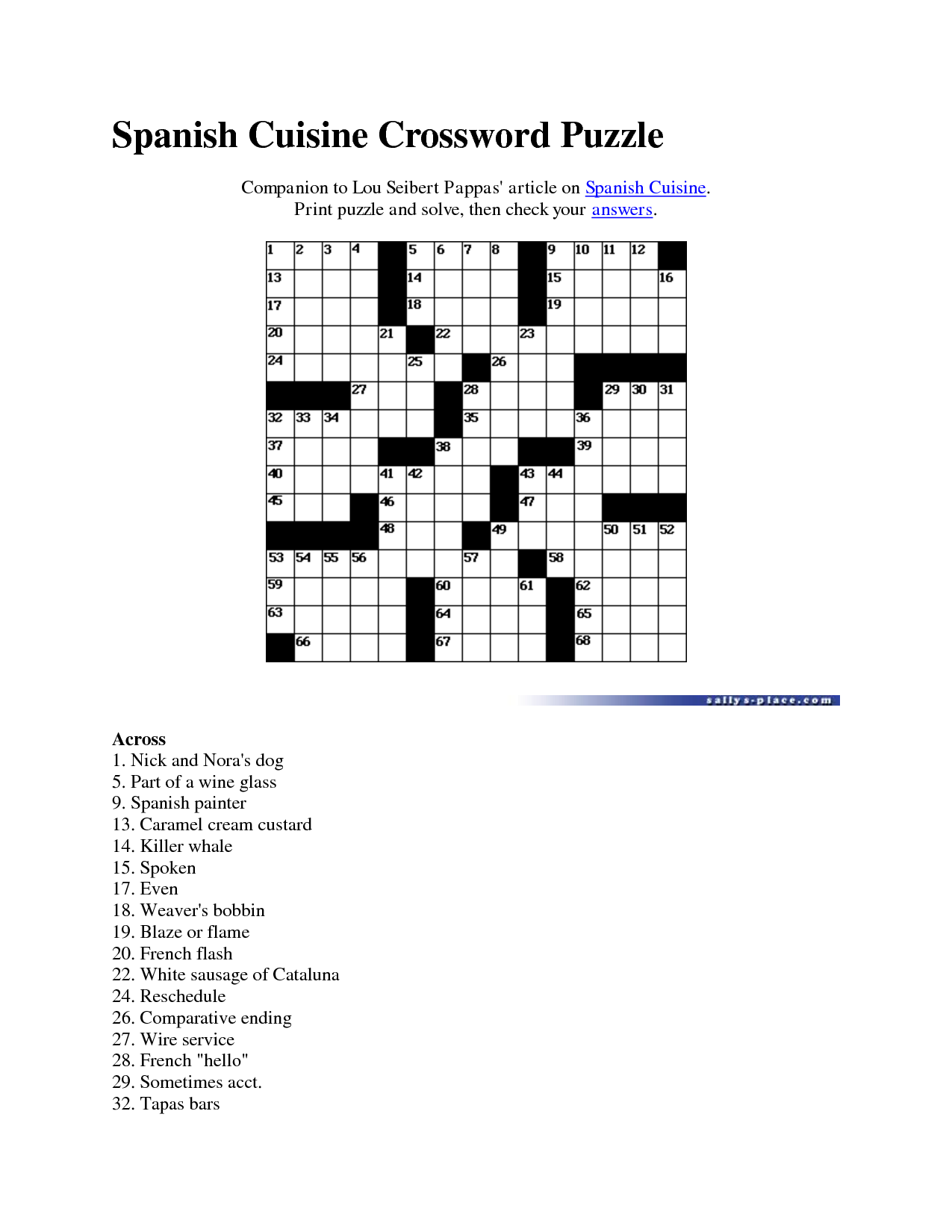 Very Easy Spanish Crossword Puzzles - 19 Best Images of Spanish Puzzle