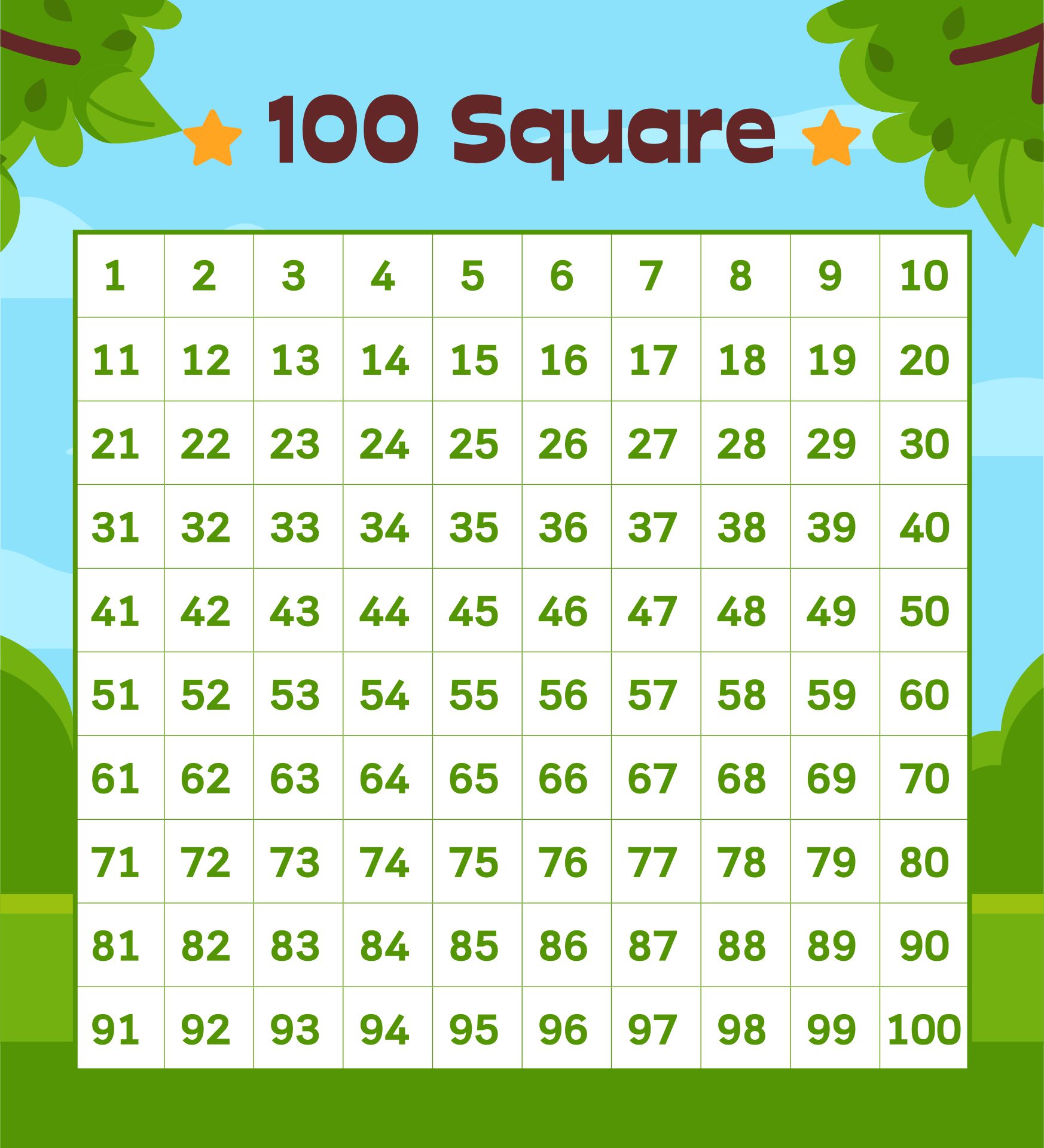 Free 100 Square Grid Printable Printable Word Searches