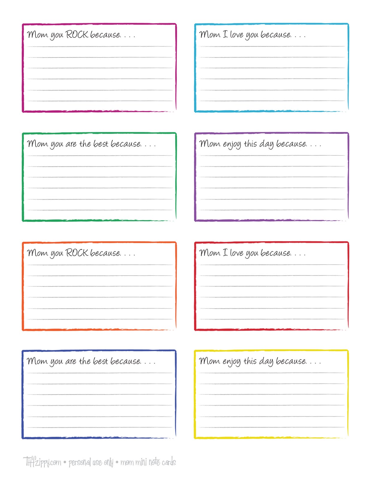 Note Card Printing Template