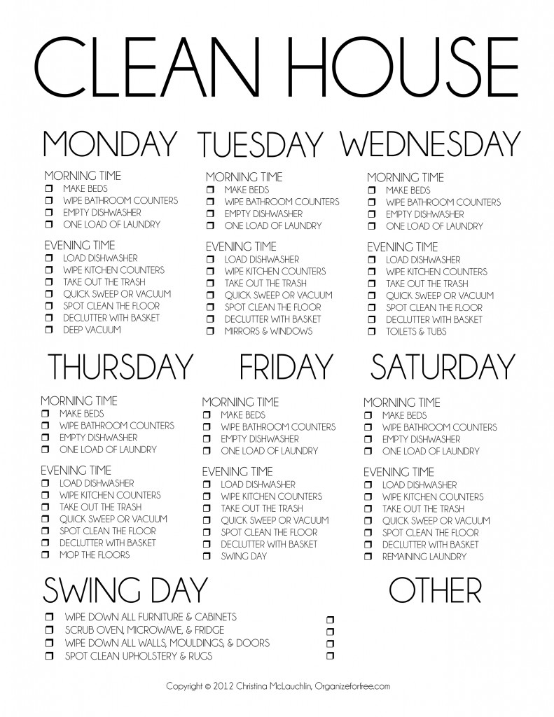 5 Best Images Of Daily House Cleaning Chore List Printable Cleaning 