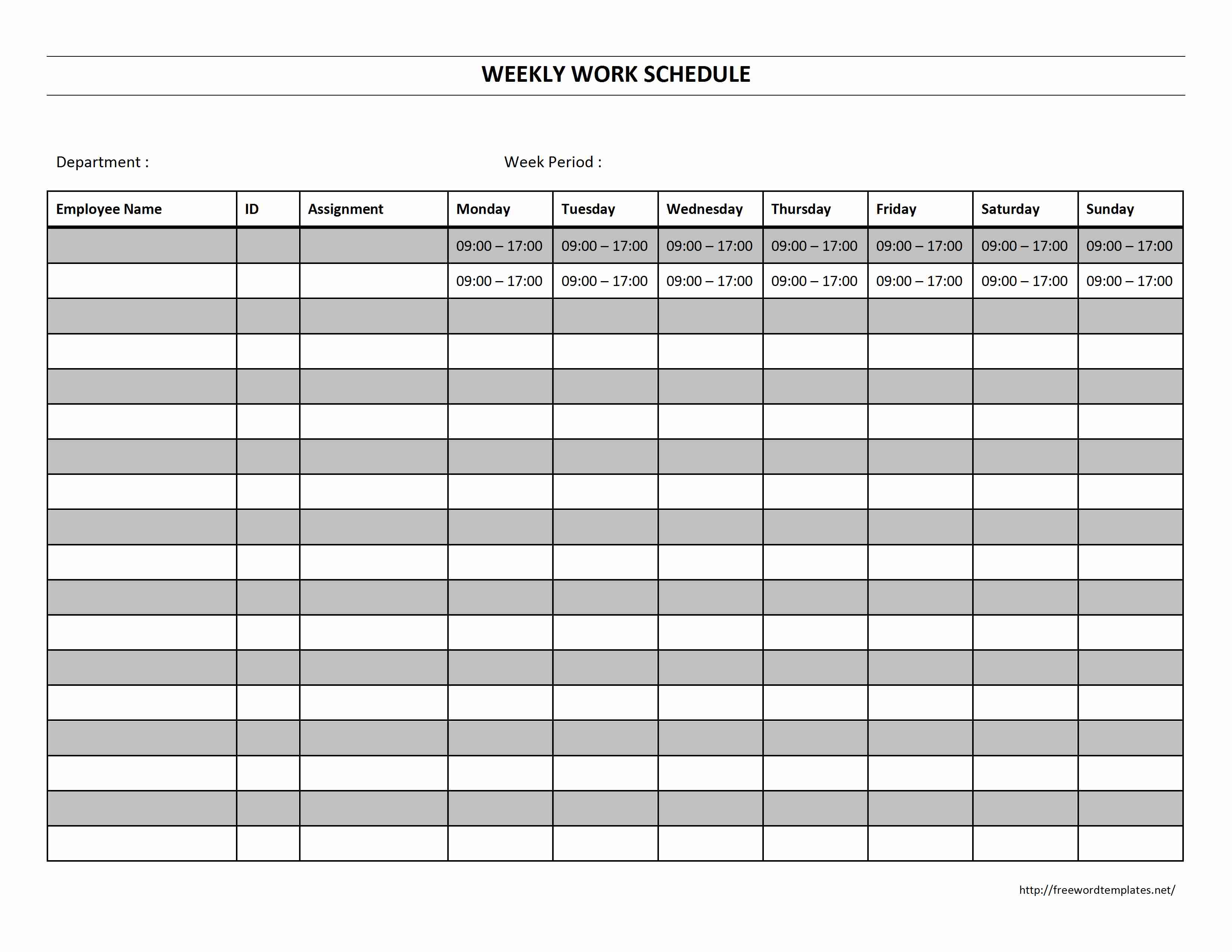 6 Best Images Of Free Printable Blank Work Schedules Blank Weekly Work Schedule Template 
