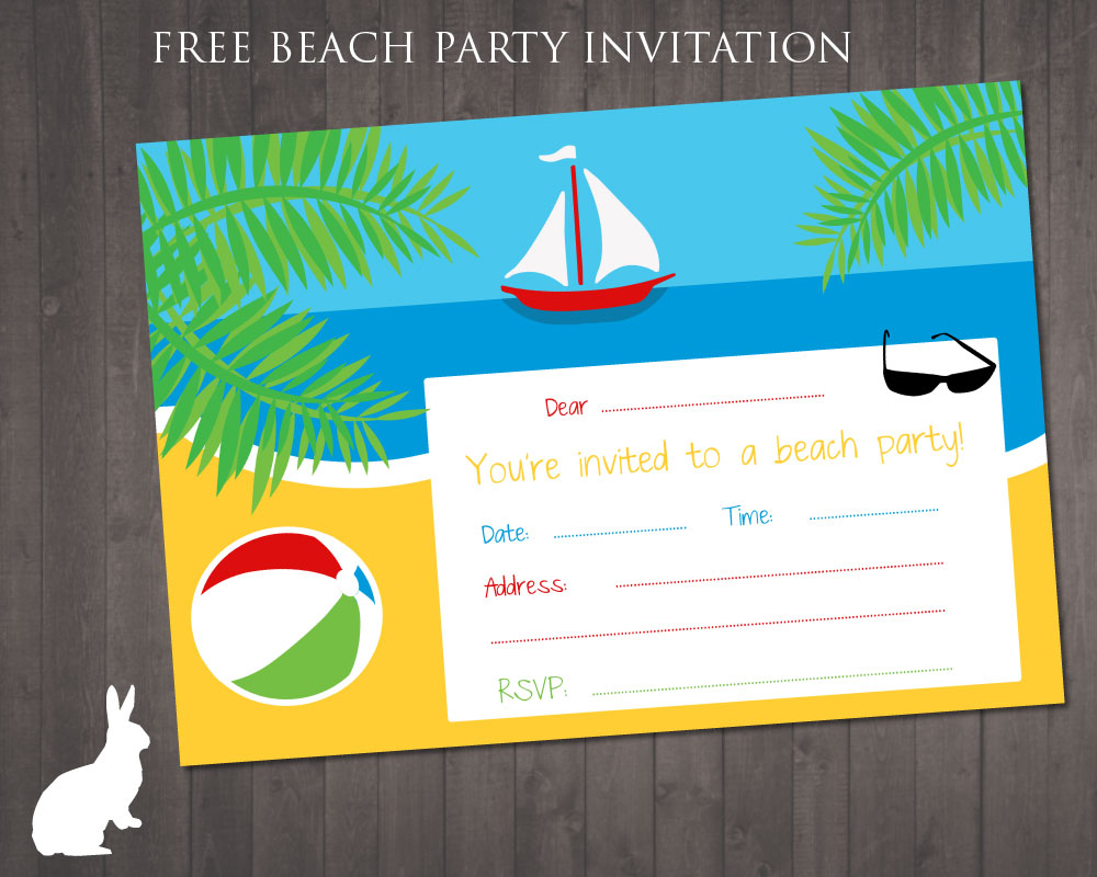 6 Best Images Of Beach Party Invitations Free Printable Beach Party