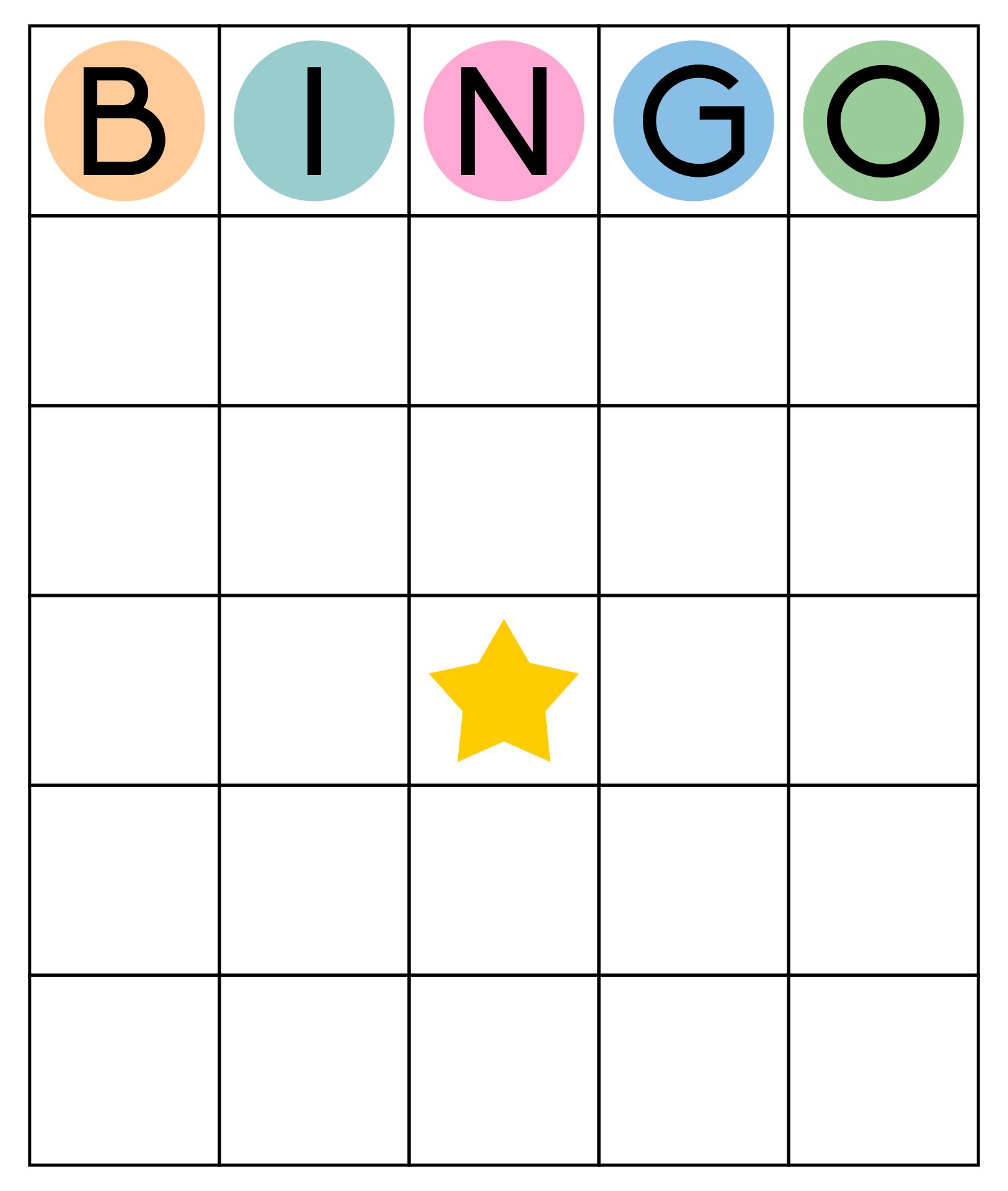 Free Printable Template For Bingo Cards