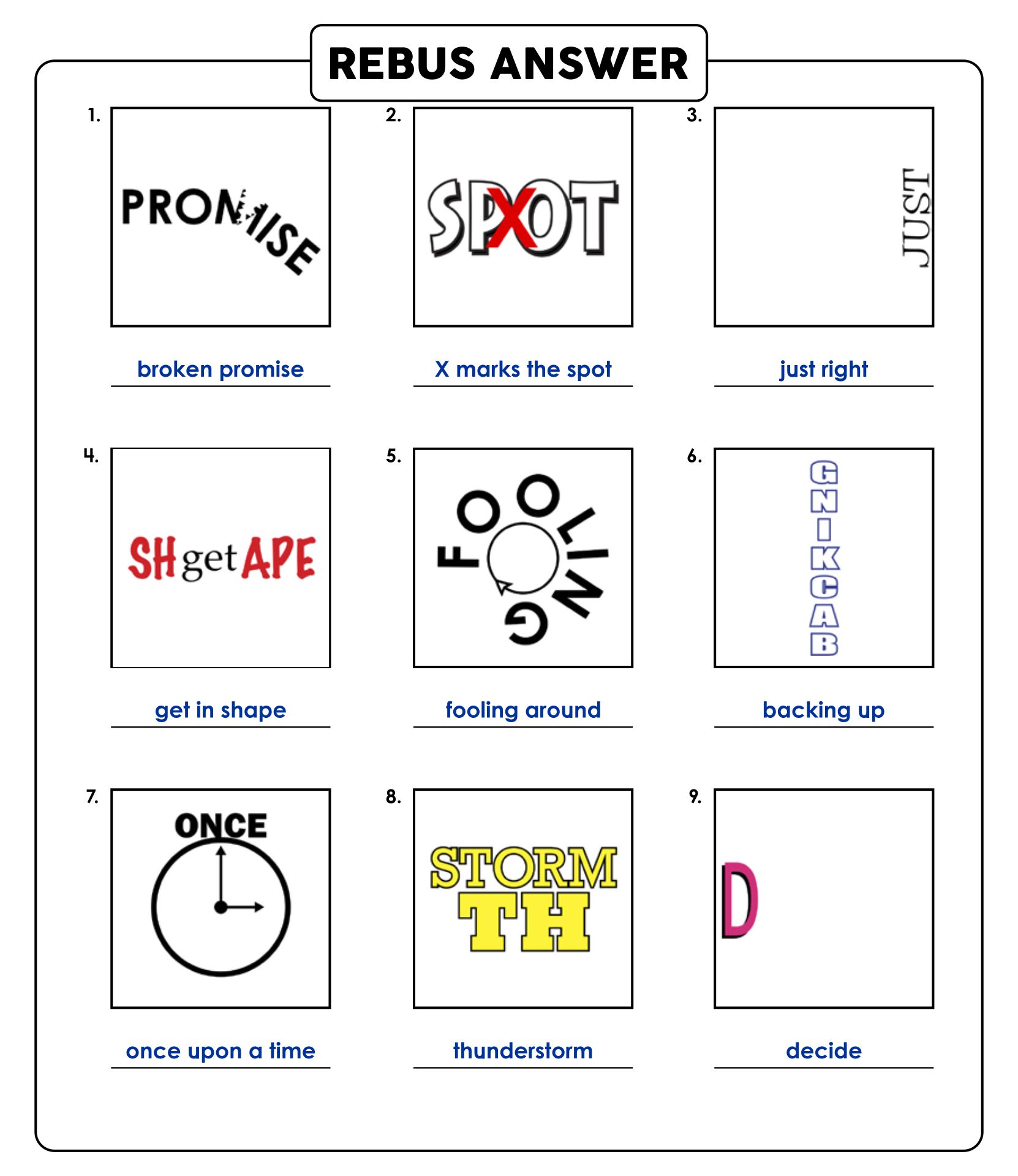 Rebus Printable Puzzles