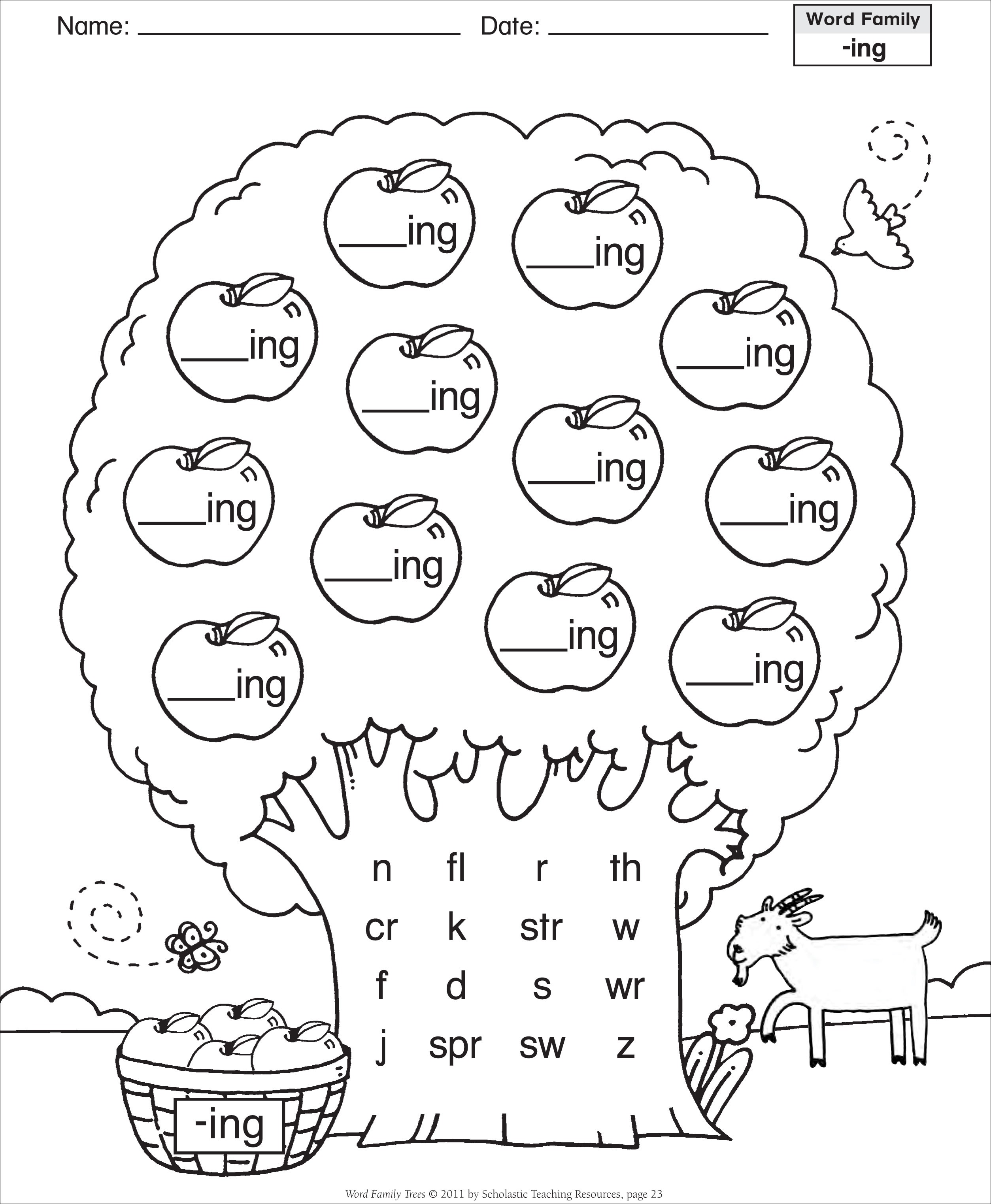 8 Best Images Of ING Word Family Printables ING Word Family 