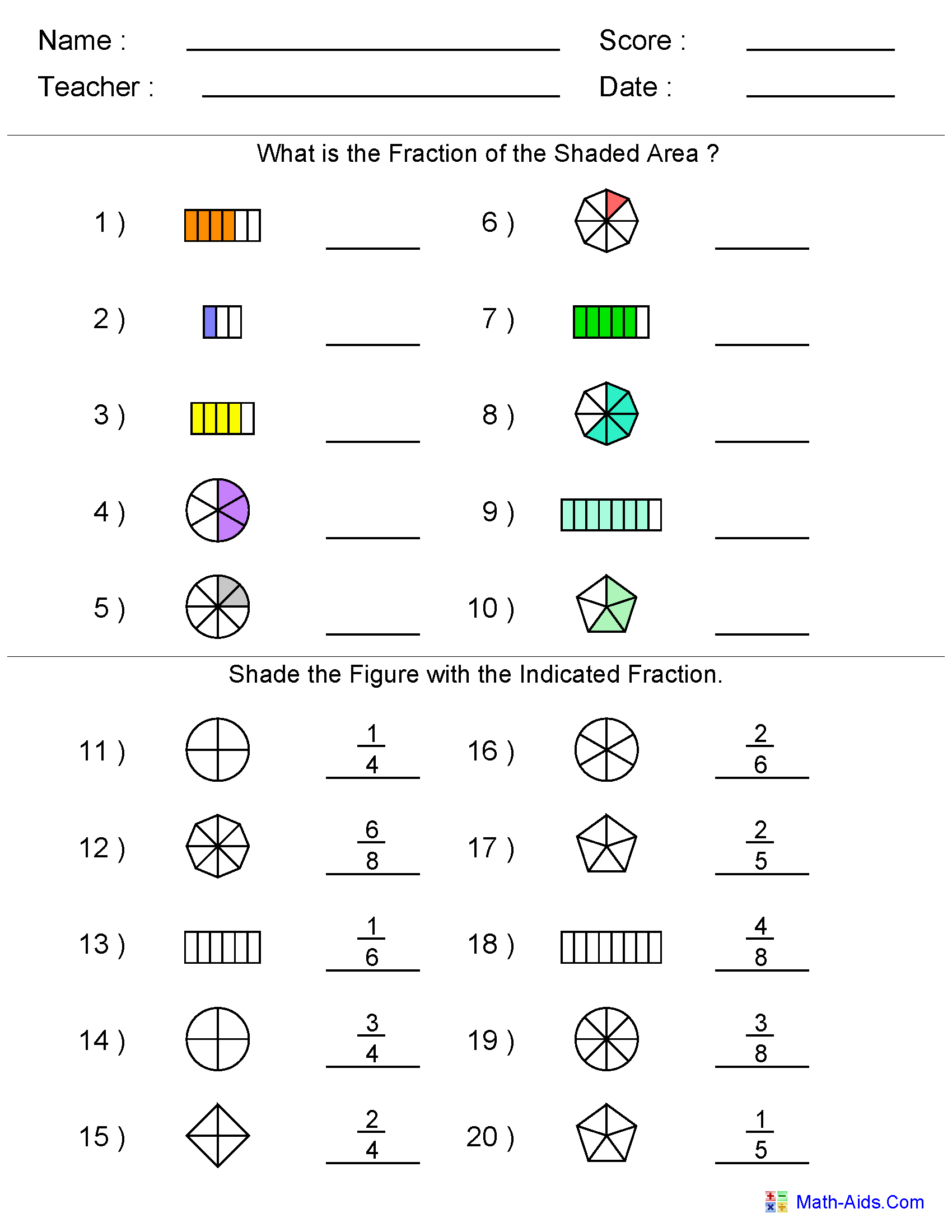 5 Best Images Of Fraction Test Printable With Answer Printable Math Worksheets Fractions