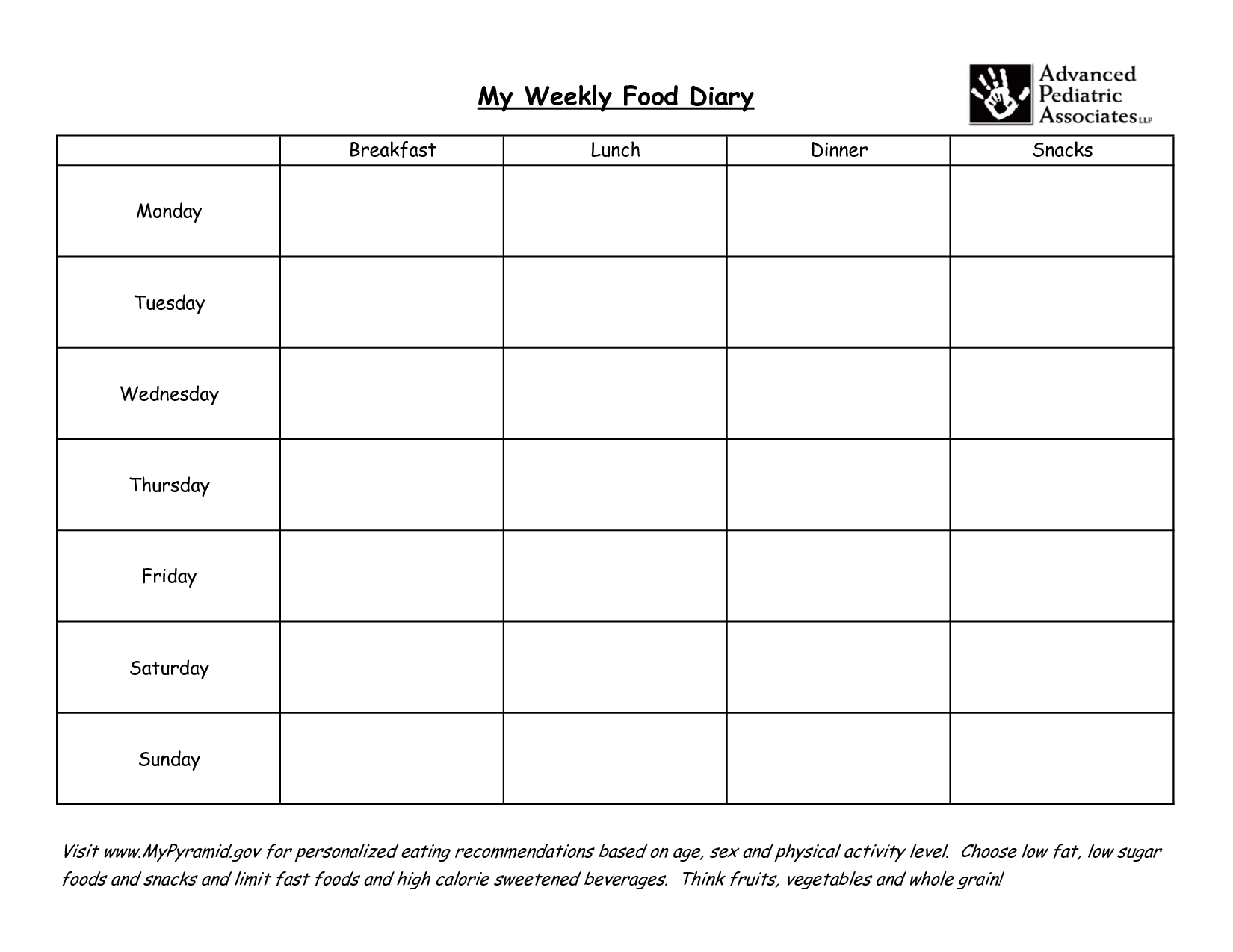 8 Best Images Of Weekly Food Journal Printable Worksheet Journal Food Diary Template Daily