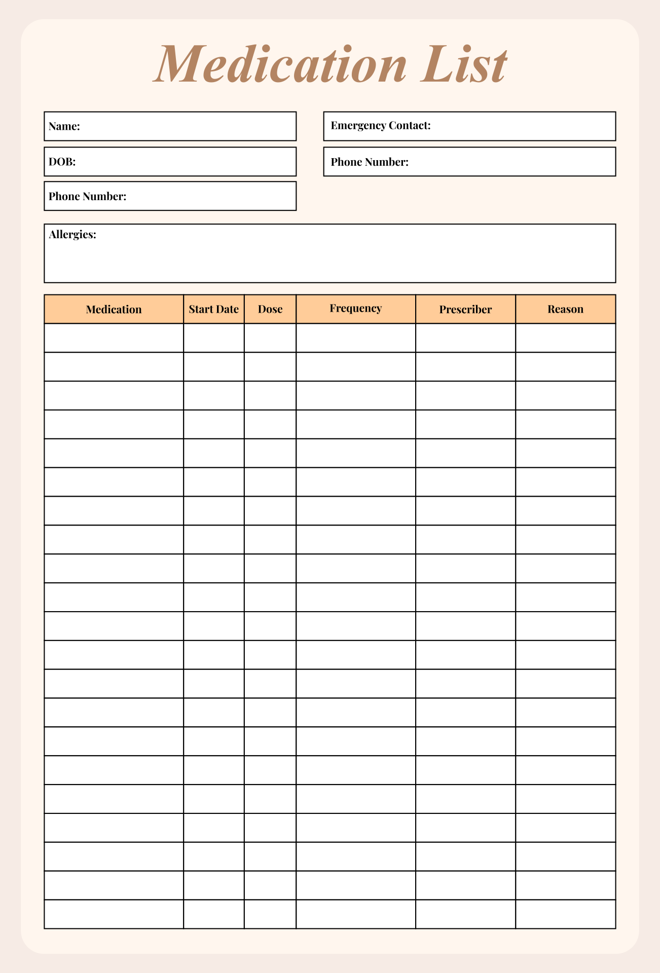 Free Printable Medication List Template For Your Need Vrogue co