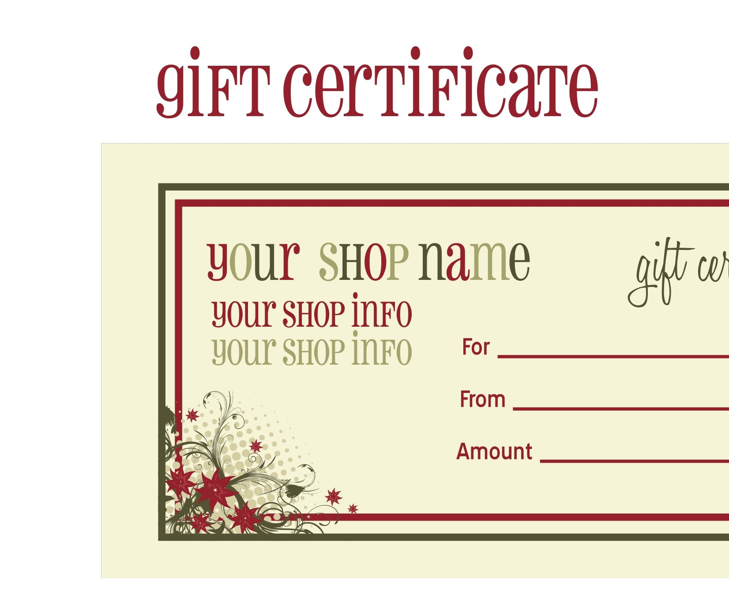Gift Certificate Template Free Editable Christmas