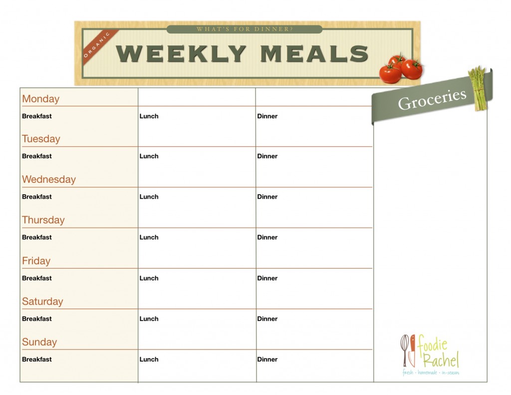 5 Best Images Of Free Printable Blank Meal Plan Chart Free Meal Plan 