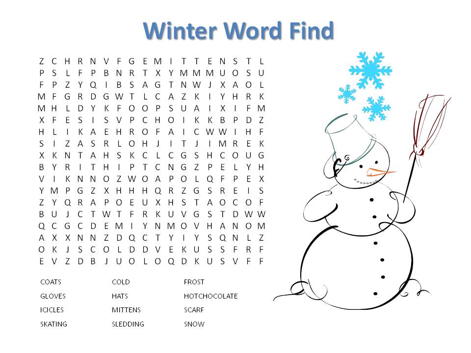 Printable Winter Word Search