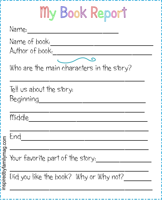 Free 5th Grade Book Report Template