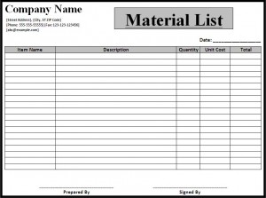 electrical materials list