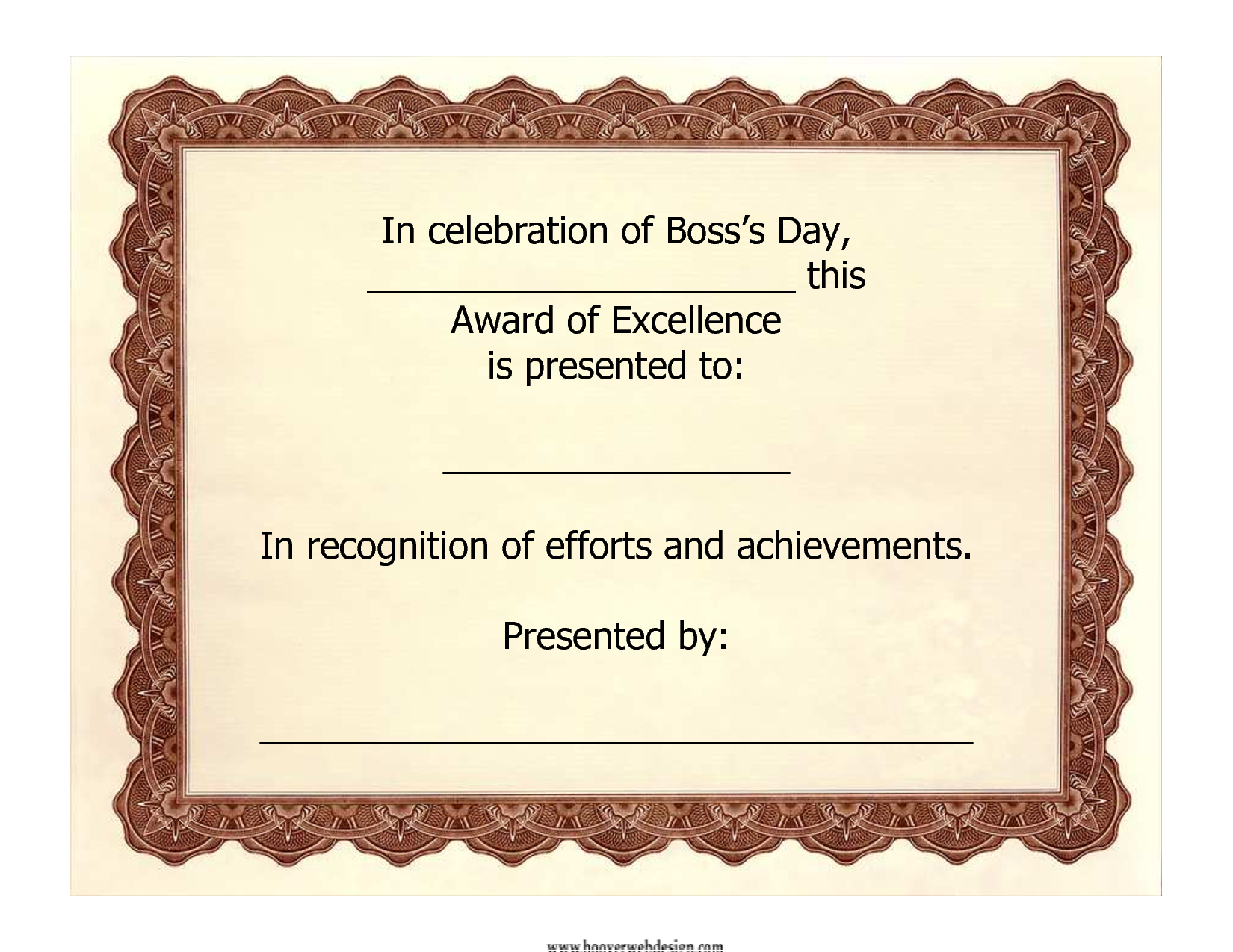 Printable Boss S Day Certificates Template Printable Templates Free