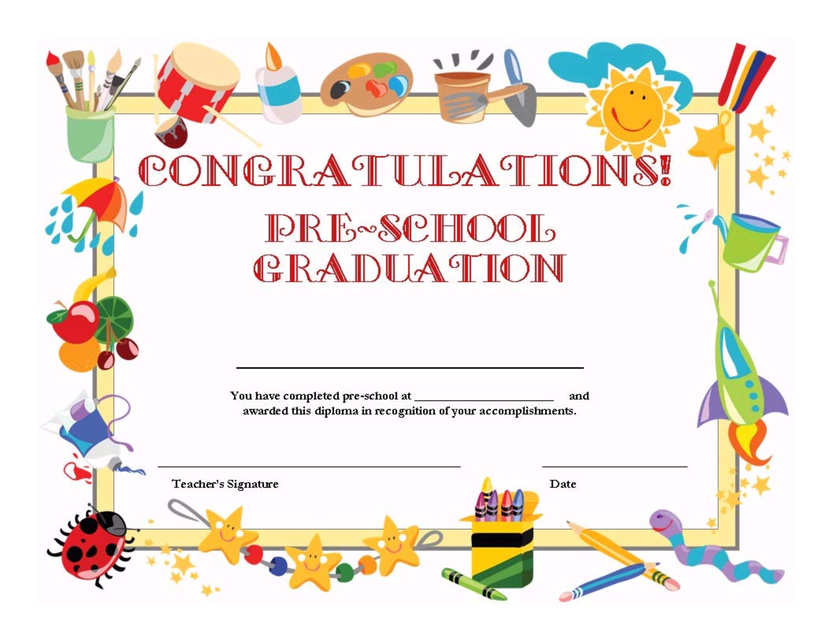 Preschool Diploma Template Free